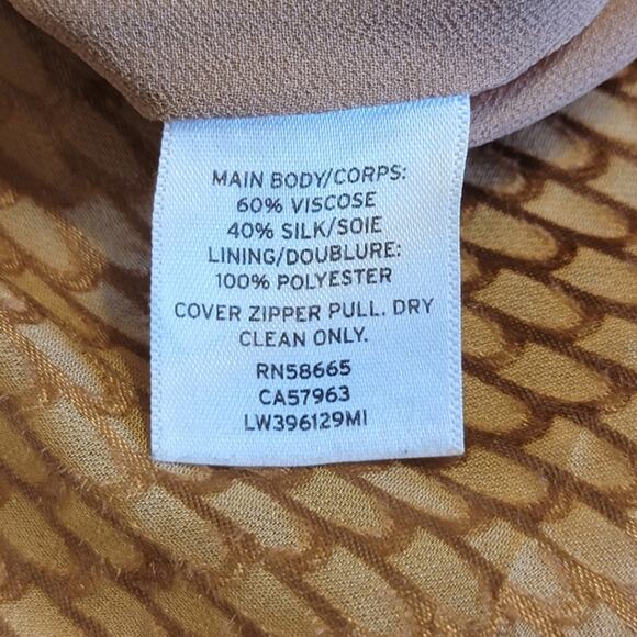 Lewit Silk V Neck Short Sleeve Tan Gold Peplum Blouse Size S - Picture 11 of 13